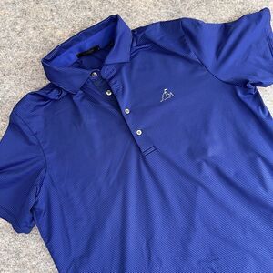 Greyson Polo Shirt Mens Large‎ Blue Black Striped Golf Performance Short sleeve